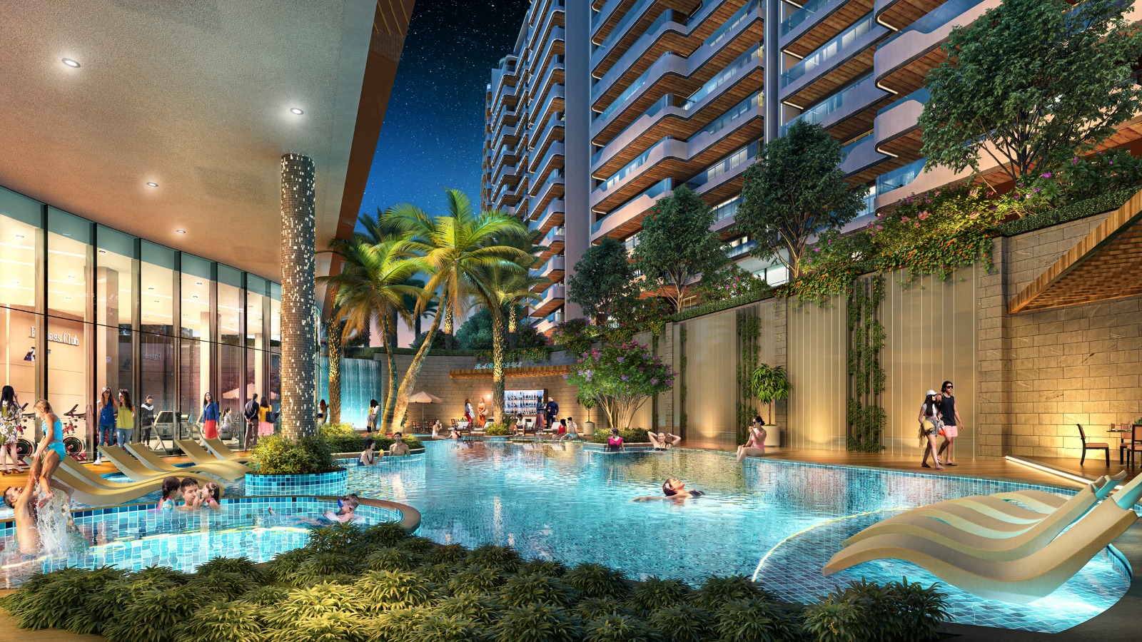 Aurum swimming pool night view